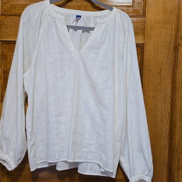 Old Navy long-sleeved white peasant blouse L - Picture 1 of 4